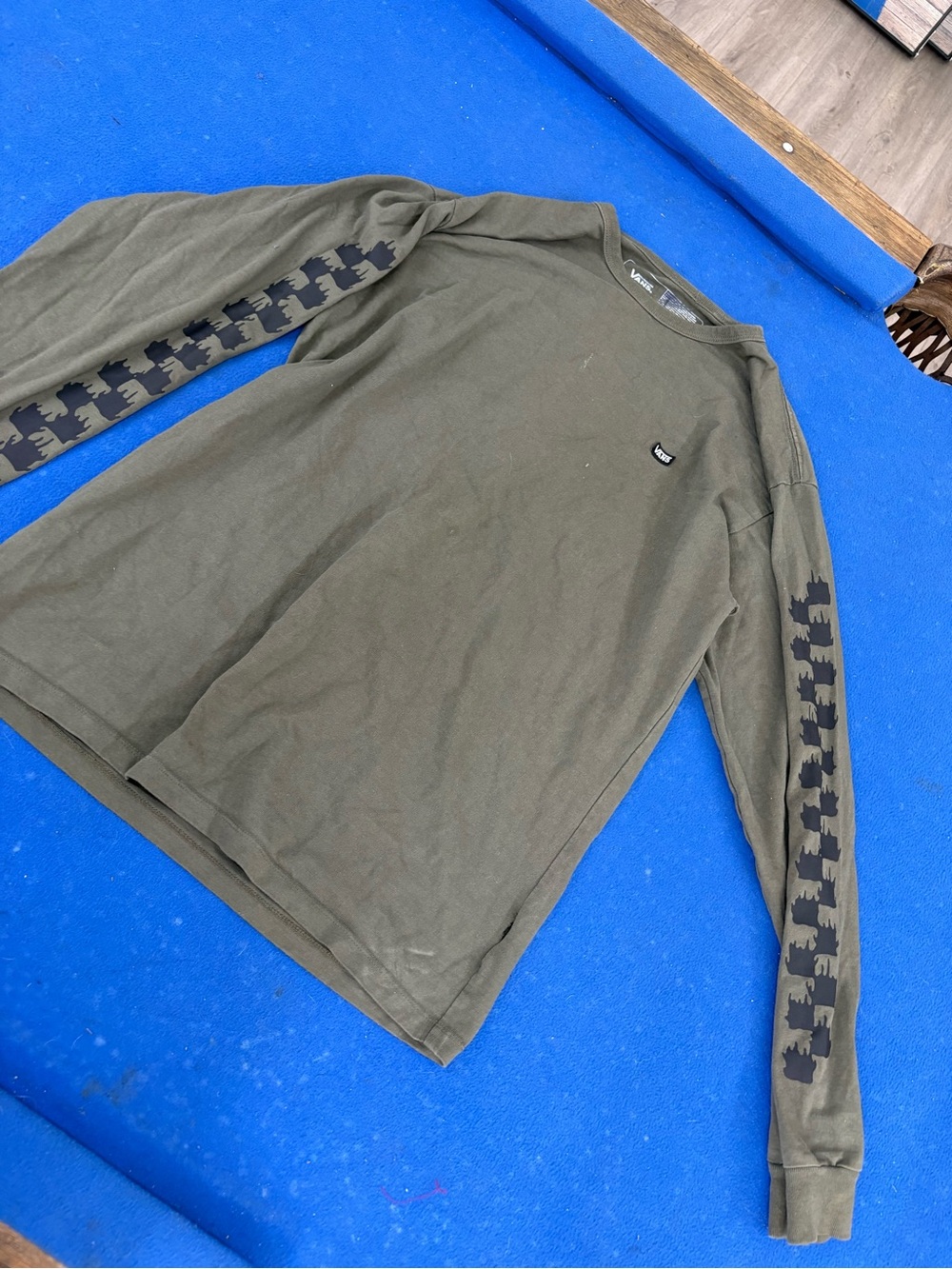Vans Olive Long Sleeve Tee with Sleeve Graphic